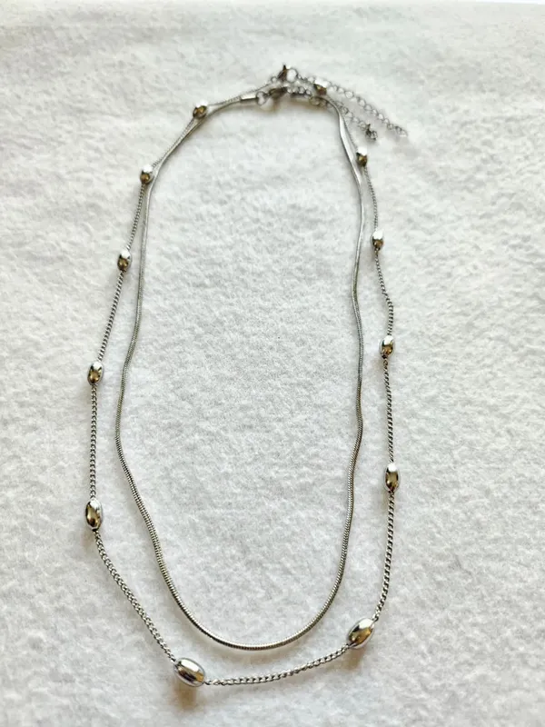 Silver_Stainless_Steel_Layered_Oval_Accent_Chain_Necklace_For_Women