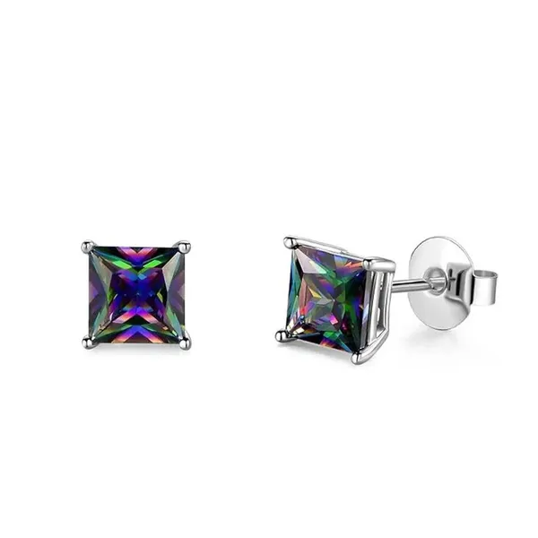 Silver_Stainless_Steel_Rainbow_Mystic_Cz_Princess_Cut_Stud_Earrings_For_Women
