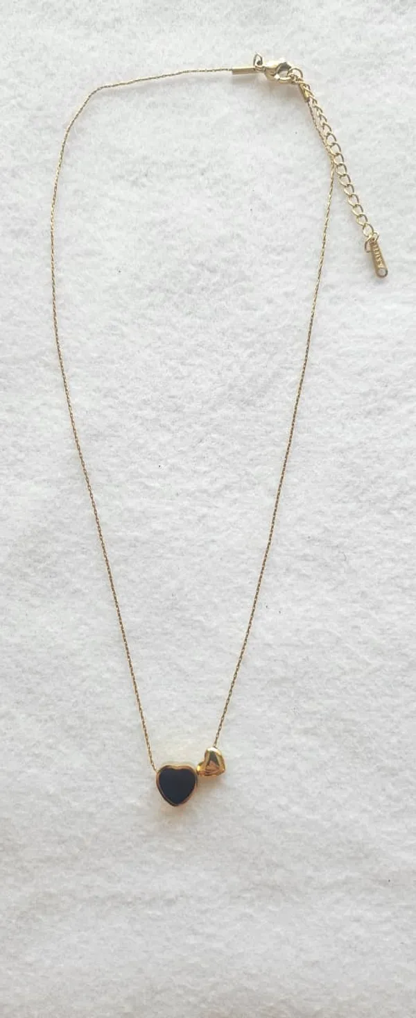 Gold_Steel_Dual_Heart_Black_Enamel_Pendant_Necklace_For_Women