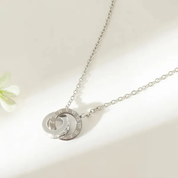 Silver_Stainless_Steel_Roman_Numeral_Interlocking_Ring_Pendant_Necklace_For_Women