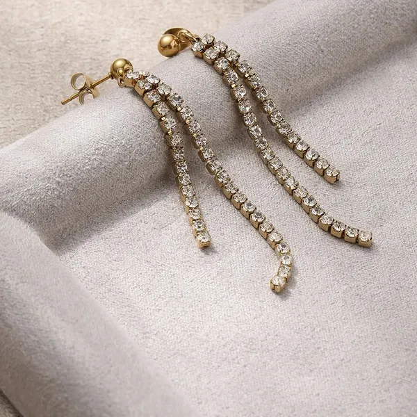 Gold_Stainless_Steel_Crystal_Multi_Tier_Tennis_Chain_Drop_Earrings_For_Women