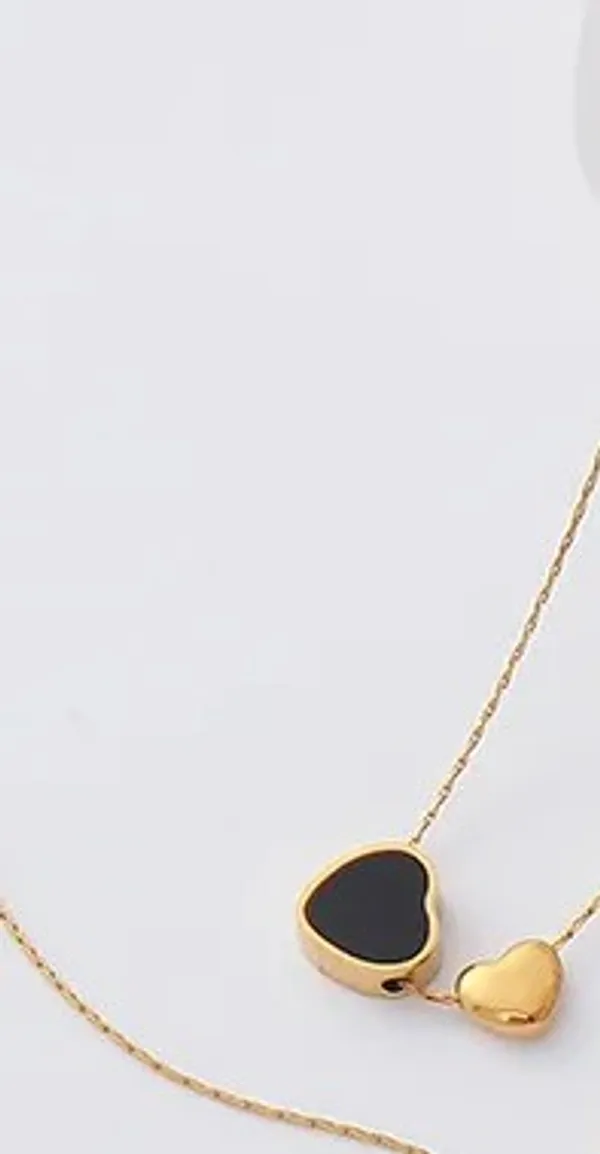 Gold_Steel_Dual_Heart_Black_Enamel_Pendant_Necklace_For_Women
