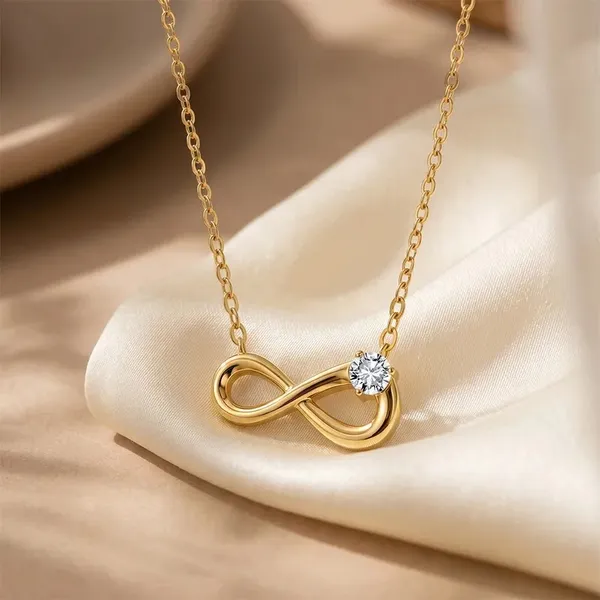 Gold_Steel_Infinity_Symbol_Solitaire_Pendant_Necklace_For_Women