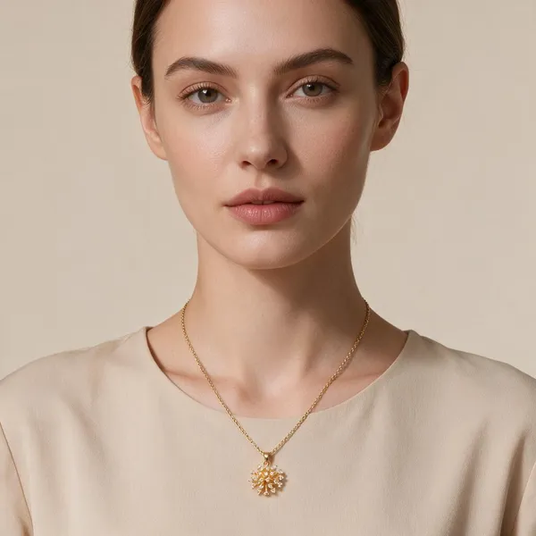 Radiant_Floral_Sunburst_Detailed_With_Sparkling_Micro_Crystals_Pendant_Necklace_(Gold)