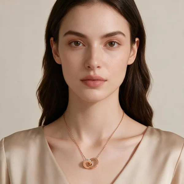 Interlocking_Double_Ring_Necklace_With_Etched_Roman_Numerals_And_Shimmering_Pave_Set_Micro_Crystals_(Rose_Gold)
