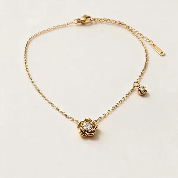 Five_Petaled_Plum_Blossom_Pendant_Necklace_With_Smooth_Curve_Gold_Contour_And_Sparkling_Clear_Stone_(Gold)
