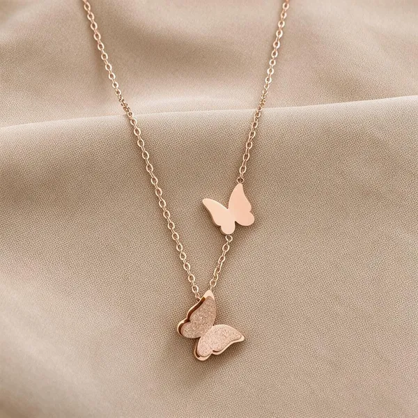 Solid_Dual_Butterfly_Charm_Necklace_(Rose_Gold)