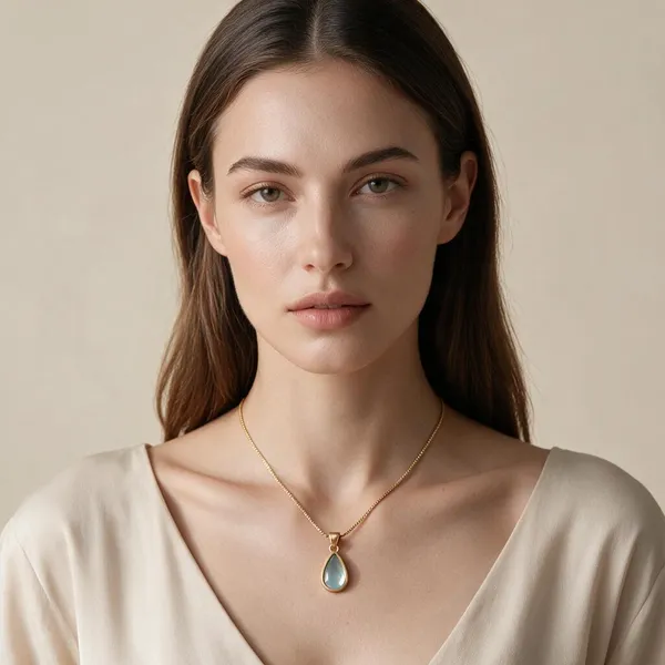 Smooth_Bezel_Set_Teardrop_Liquid_Like_Accent_Pendant_Necklace_With_A_Translucent,_Aquamarine_Blue_Glass_Stone_Hanging_From_A_Polished_Gold_Bail_On_A_Fine_Cable_Chain_(Gold)