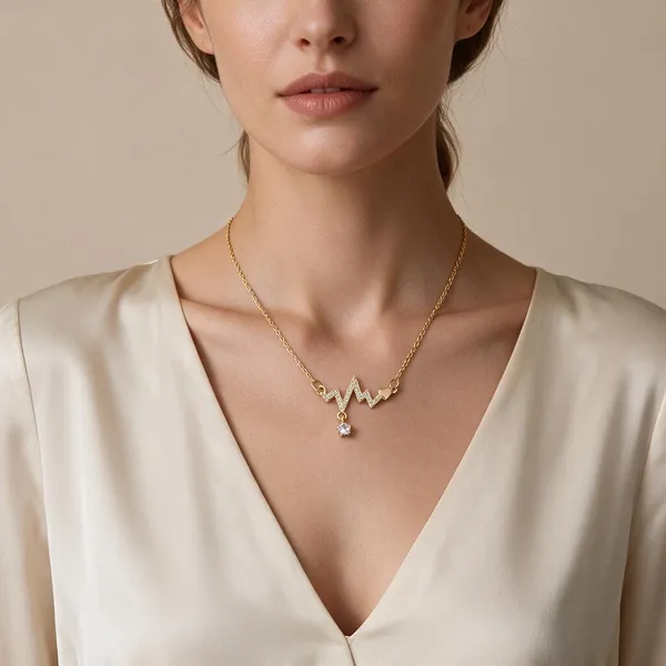 Heartline_Pulse_Motif_Pendant_Necklace_With_Sleek_Sparkling_Pave_Zircon_Accents_And_Round_Bezel_Set_Zircon_Drop_Dangling_From_Its_Central_Peak_(Gold)