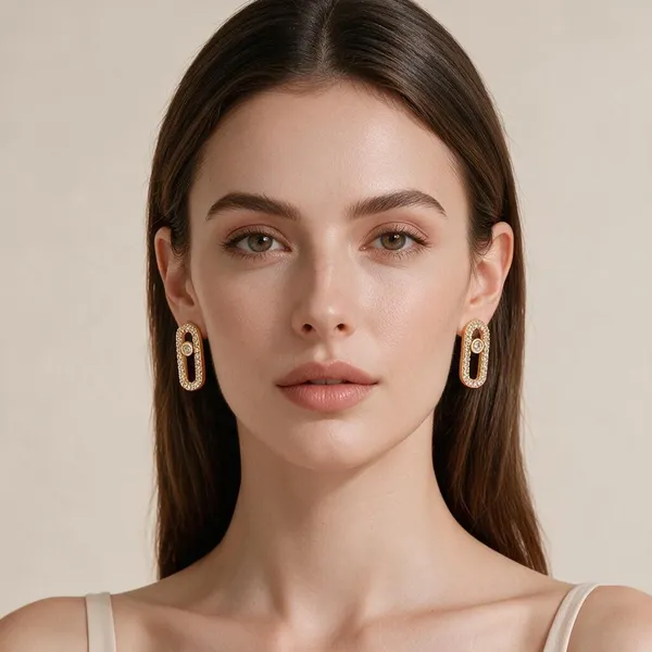 Pave_Set_Link_Frame_Retro_Inspired_Earings_Encased_Within_The_Openwork_Paperclip_With_Floating_Bezel_Set_Round_Zircon_Stone_Gliding_Along_A_Central_Track_(Gold)