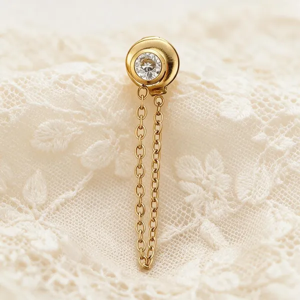 Drop_Earrings_Featuring_A_Bezel_Set_Round_Sparkling_Zircon_Stud_Connected_With_A_Delicate_Gold_Cable_Chain_Loop_Dangles_Beneath_(Single_Stud)