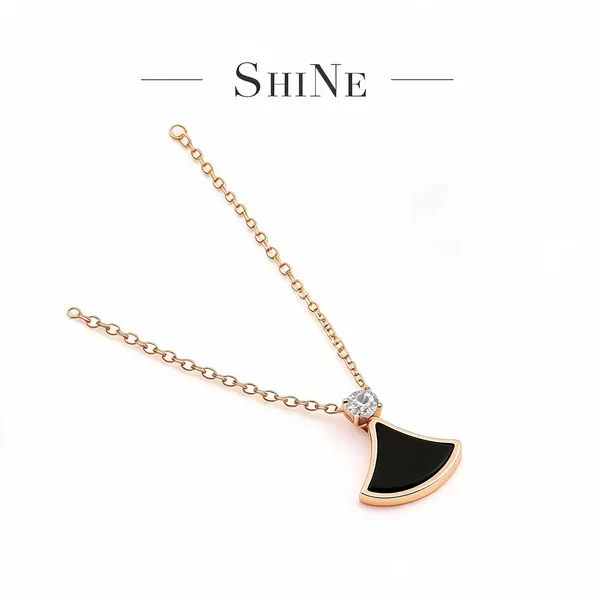 Rose_Gold_Steel_Fan_Geometric_Black_Acrylic_Pendant_Necklace_For_Women