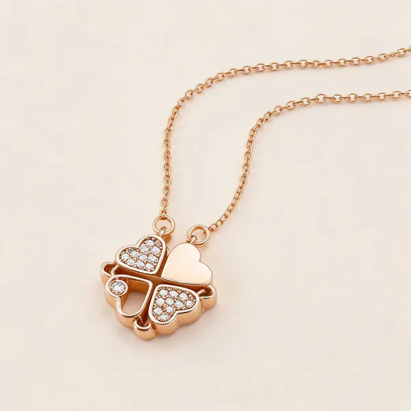 Rose_Gold_Steel_Four_Leaf_Clover_Pearl_Heart_Pendant_Necklace_For_Women