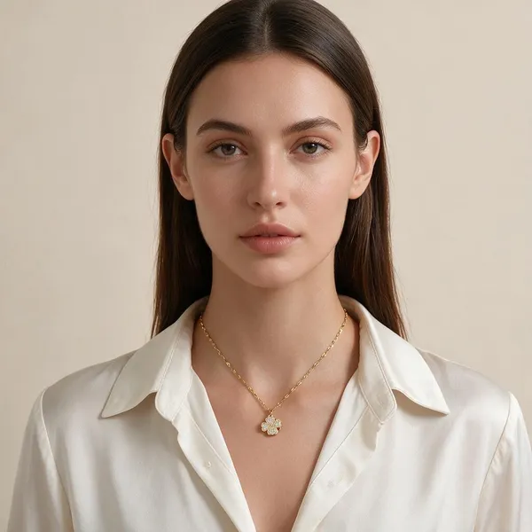 Four_Leaf_Clover_Pendant_Necklace_Featuring_Four_Distinct_Heart_Shaped_Leaves_Pave_Set_With_Dazzling_Clear_Rhinestones_Suspended_From_A_Decorative_Gold_Toned_Chain_(Gold)