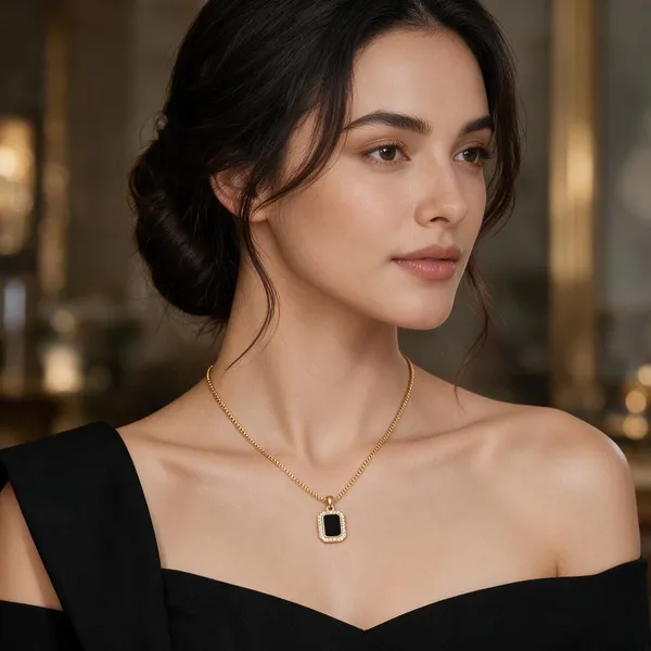 Black_Rectangular_Crystal_Pendant_Necklace_for_Women_Crafted_in_316_Stainless_Steel_with_Gold_Plated_and_a_Sparkling_Crystal_Halo_(Gold)