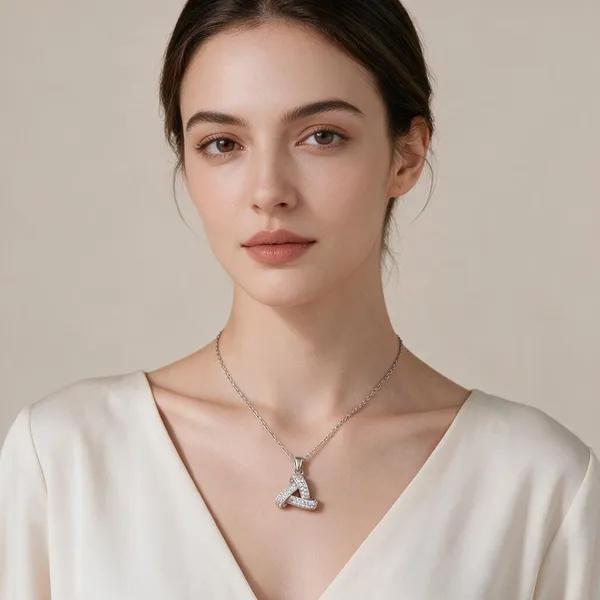 Chic_Pendant_Choker_Pendant_Necklace_Featuring_A_Geometric_Hollow_Triangle_Charm_Fully_Encrusted_With_Shimmering_Pave_Set_Cubic_Zirconia_Stones_(Silver)