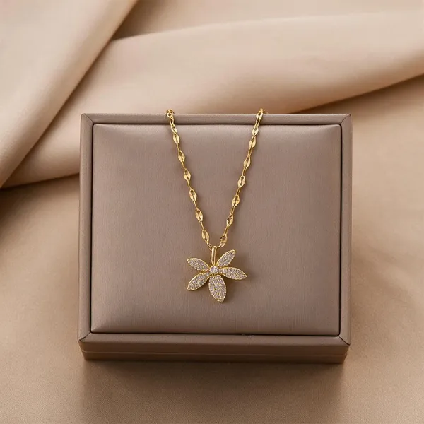Clustered_Botanical_Leaf_And_Flower_Motif_Pendant_Necklace_Designed_With_Marquise_Cut_And_Round_Cubic_Zirconia_Stones_Dangled_From_A_Dainty,_Beaded_Gold_Cable_Chain_(Gold)