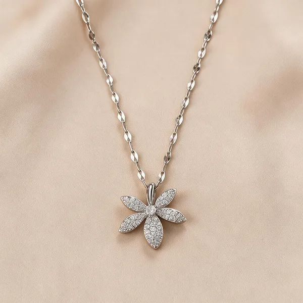 Clustered_Botanical_Leaf_And_Flower_Motif_Pendant_Necklace_Designed_With_Marquise_Cut_And_Round_Cubic_Zirconia_Stones_Dangled_From_A_Dainty,_Beaded_Gold_Cable_Chain_(Silver)