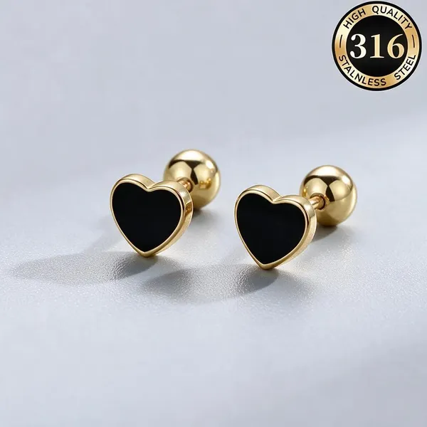 Sleek_Heart_Silhouette_Stud_Earrings_With_A_Bold_Black_Enamel_Resin_Inlay_(Gold_Black)