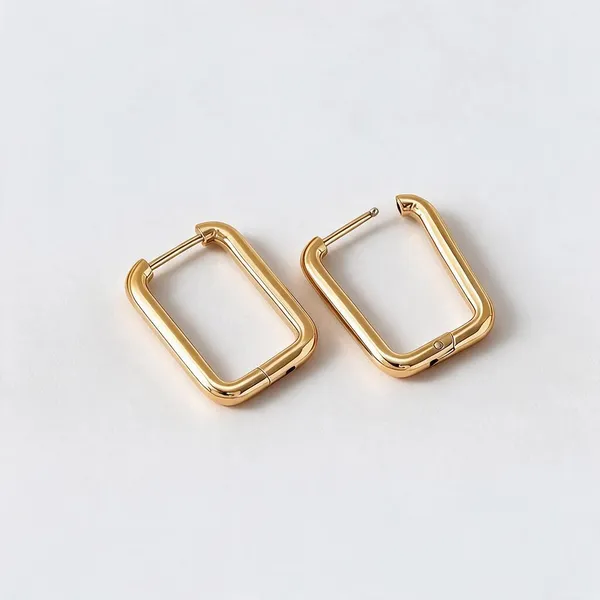 Sleek_Elongated_Rectangular_Modern_Huggie_Hoop_Earrings_Designed_With_A_Secure_Click_Top_Clasp_(Gold)