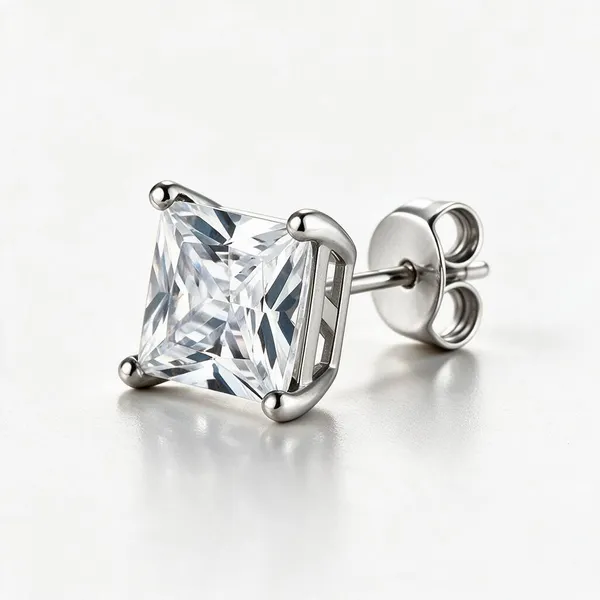 Silver_Stainless_Steel_Clear_Cz_Princess_Cut_Square_Stud_Earrings_For_Women