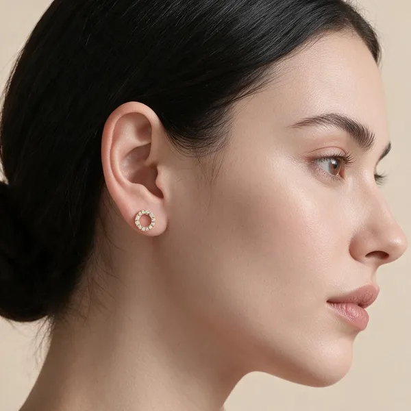 Versatile_Circular_Pave_Set_Stud_Earrings_Featuring_Full_Halo_Of_Brilliant_Clear_Cubic_Zirconia_Stones_(Gold)
