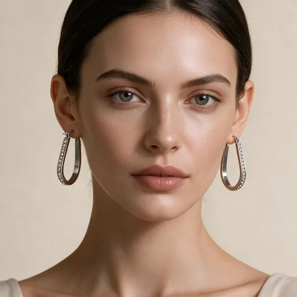 Elongated_Horseshoe_U_Shaped_Hoop_Earrings_Lined_With_A_Channel_Of_Pavé_Set_Clear_Rhinestones_Along_The_Outer_Edge_(Silver)