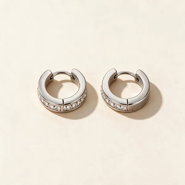 Sleek,_Classic_Geometric_Circular_Huggie_Hoop_Earrings_Lined_With_A_Channel_Of_Brilliant_Clear_Cubic_Zirconia_Rhinestones_(Silver)