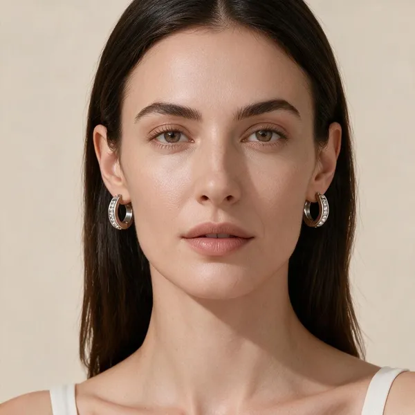 Sleek,_Classic_Geometric_Circular_Huggie_Hoop_Earrings_Lined_With_A_Channel_Of_Brilliant_Clear_Cubic_Zirconia_Rhinestones_(Silver)