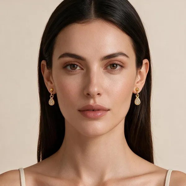 Versatile_Stud_Featuring_A_Dangling_Teardrop_Pear_Shaped_Charm_Inlaid_With_Sparkling_Pave_5A_Zircon_Stones_(Gold)