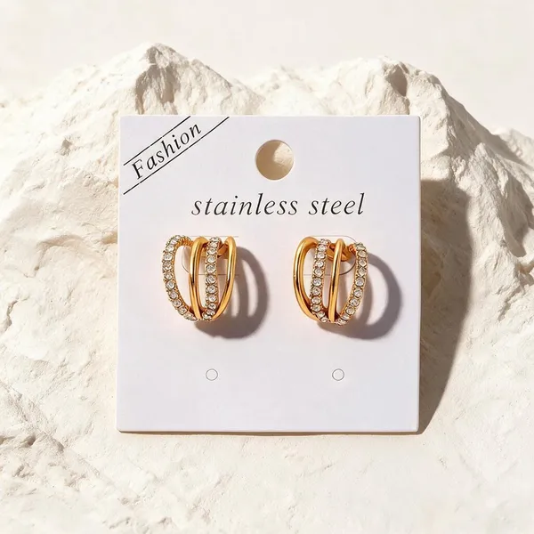 Multi_Band_Curved_Designer_Modern_Geometric_Stud_Earrings_Creating_The_Layered_Look_Of_A_Triple_Row_Ear_Cuff_Accented_With_Alternating_Pavé_Set_Clear_Rhinestones_And_Smooth_Gold_Bands_(Gold)