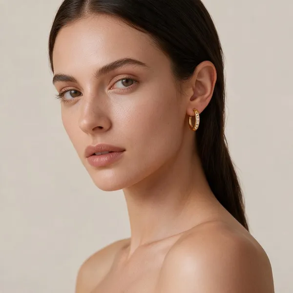 Trendy_Instagram_Style_Huggie_Hoop_Earring_Accentuated_With_A_Channel_Of_Sparkling_Clear_Cubic_Zirconia_Stones_Along_The_Outer_Band,_8_Mm_(Gold)