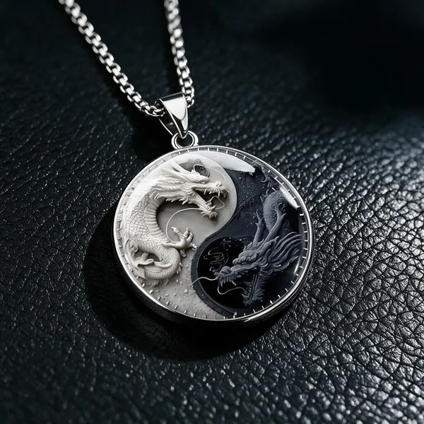 Circular_Pendant_Necklace_Showcasing_A_Detailed_Relief_Of_A_Dragon_And_Tiger_Intertwined_In_A_Traditional_Balance_Motif_With_Vinatge_Style_Box_Chain_(Silver)