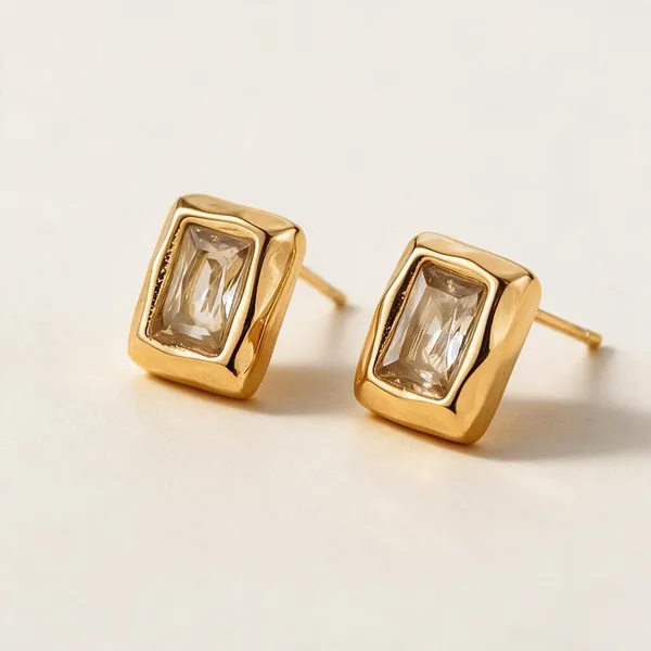Gold_Steel_Geometric_Emerald_Cut_Zirconia_Rectangular_Stud_Earrings_For_Women
