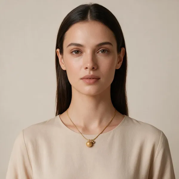 Dynamic_Pendant_Necklace_Pairs_A_Larger,_Sparkling_Frosted_Textured_Sphere_Alongside_A_Smaller,_High_Shine_Polished_Gold_Bead_Charm_(Gold)