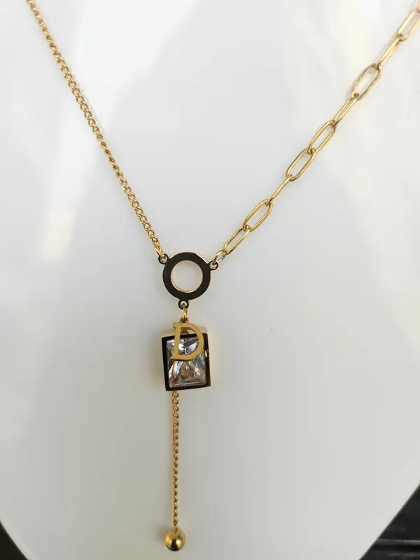 Gold_Steel_Asymmetric_Lariat_Zirconia_Initial_Charm_Necklace_For_Women
