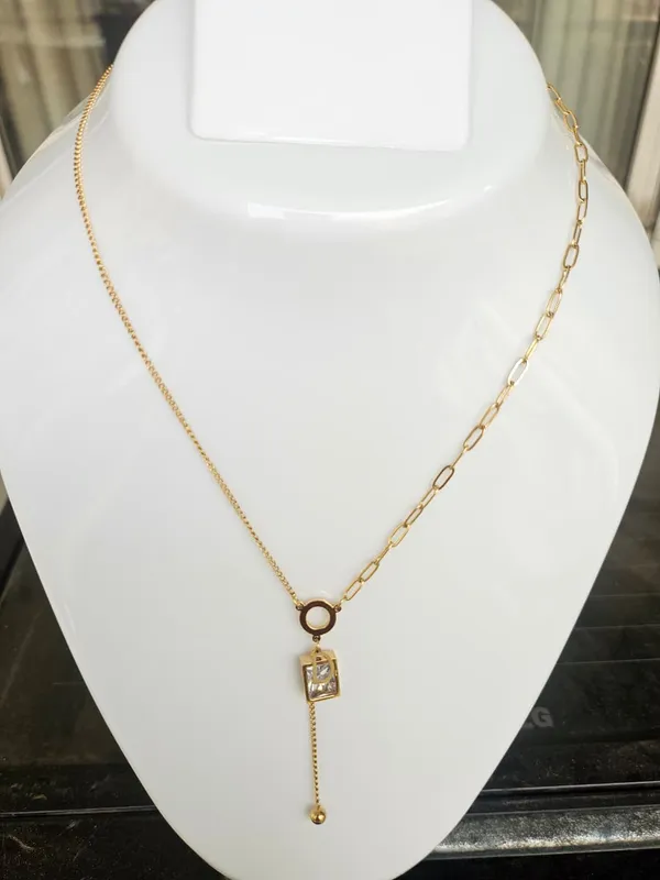 Gold_Steel_Asymmetric_Lariat_Zirconia_Initial_Charm_Necklace_For_Women