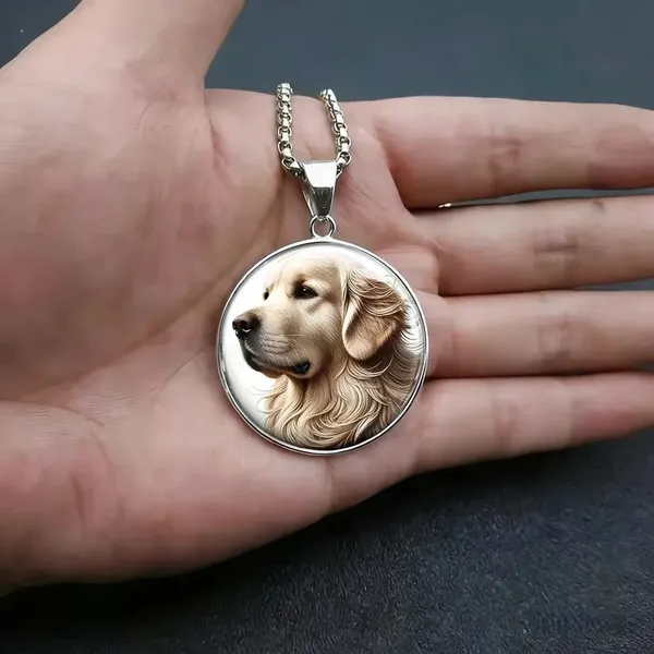 Silver_Steel_Dog_Portrait_Medallion_Pendant_Necklace_For_Women