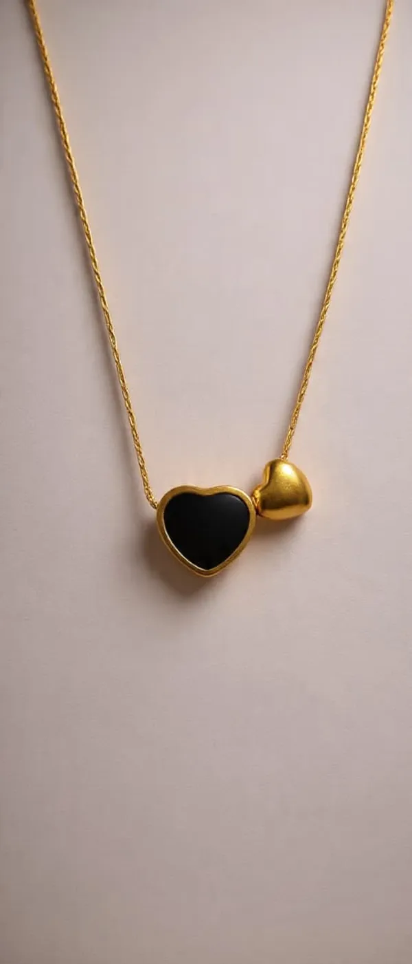 Gold_Steel_Dual_Heart_Black_Enamel_Pendant_Necklace_For_Women