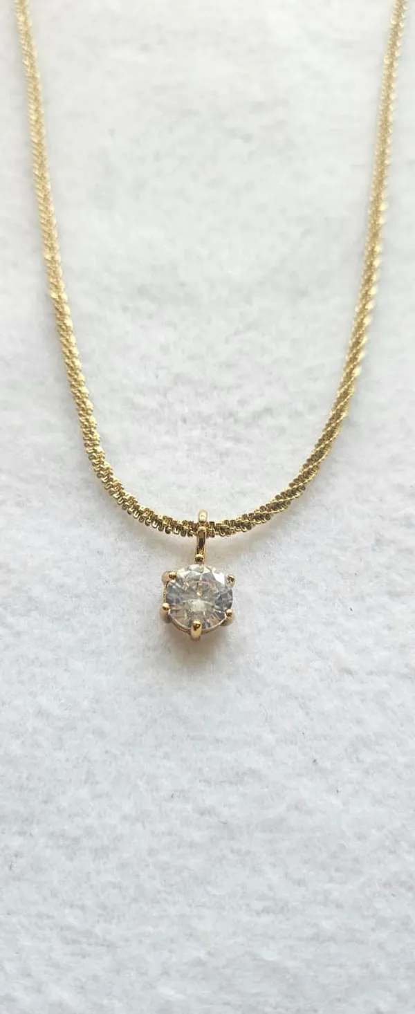 Gold_Steel_Floral_Solitaire_Zirconia_Pendant_Necklace_For_Women