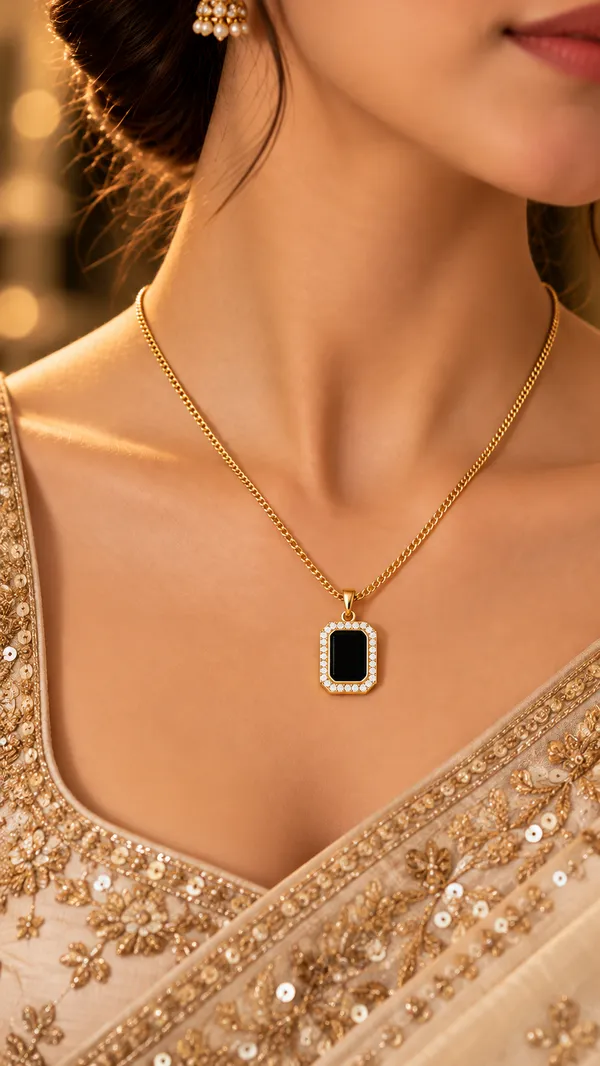 Black_Rectangular_Crystal_Pendant_Necklace_for_Women_Crafted_in_316_Stainless_Steel_with_Gold_Plated_and_a_Sparkling_Crystal_Halo_(Gold)