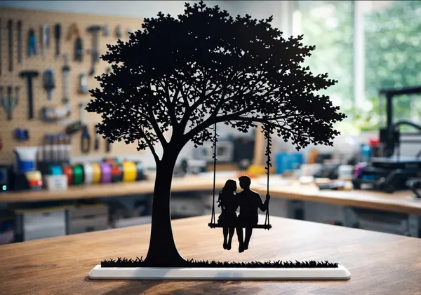 Pla_Black_Tree_Couple_Swing_Silhouette_Decorative_Showpiece