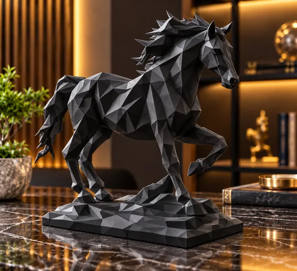 3D_Printed_PLA_Majestic_Spirit_–_Geometric_Horse_Sculpture_|_Modern_Decorative_Showpiece