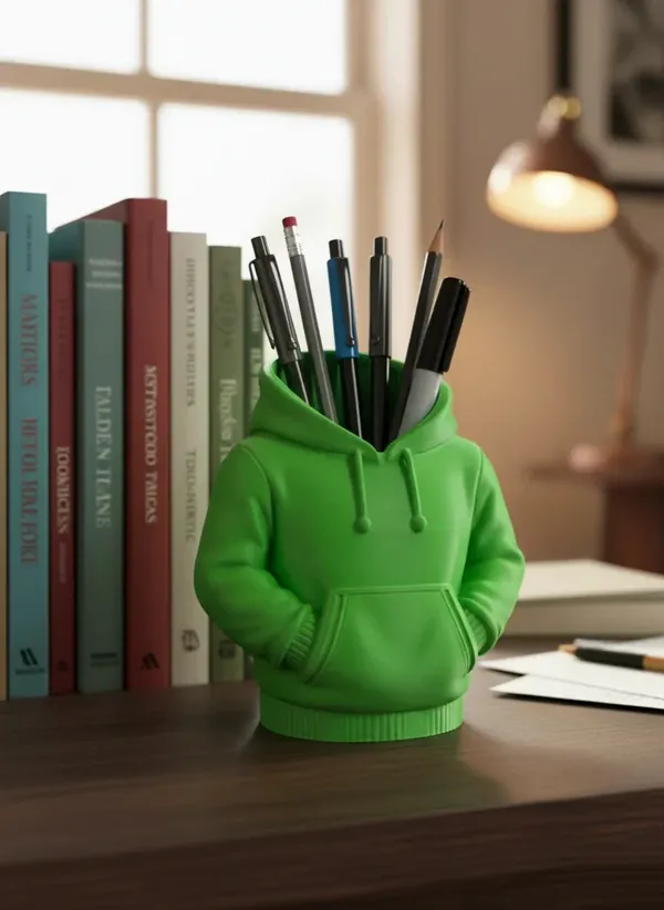 Green_Hoodie_Shape_Desk_Pen_Holder