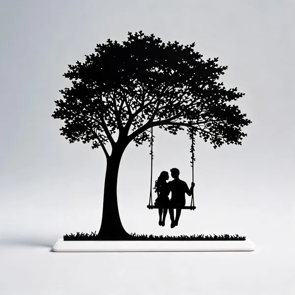 Pla_Black_Tree_Couple_Swing_Silhouette_Decorative_Showpiece