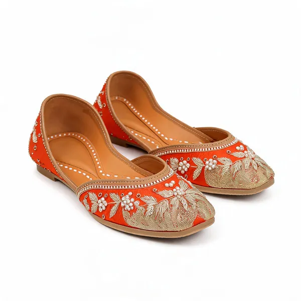 Orange_Leather_Handcrafted_Jutti_For_Women