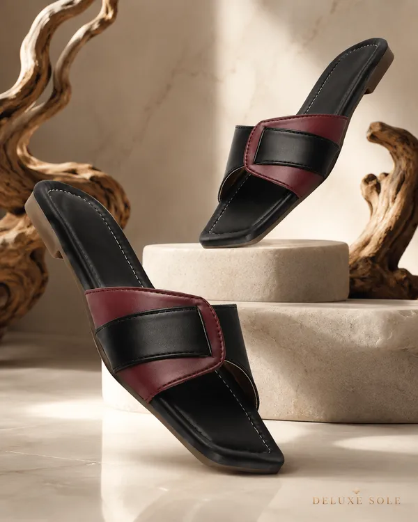 Black_Handcrafted_Contrast-Strap_Flat_Chappal