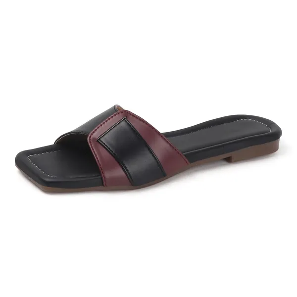 Black_Handcrafted_Contrast-Strap_Flat_Chappal