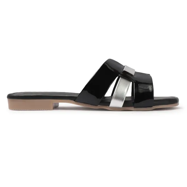 Black_Handcrafted_Silver_Bow_Flat_Chappal