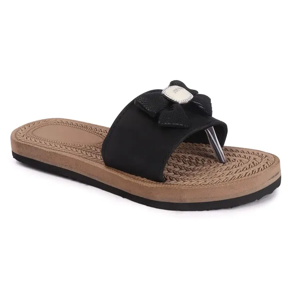Black_Handcrafted_Bow-Detailed_Comfort_Slide_Chappal